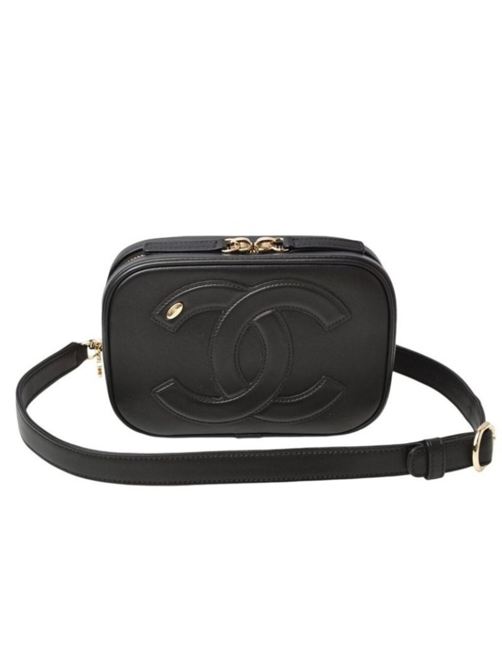 Chanel Belt Bag Chain Pouch Waist Black Gold Hardware